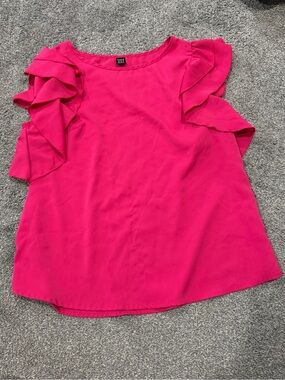 SHEIN Hot Pink Ruffle Sleeve Blouse